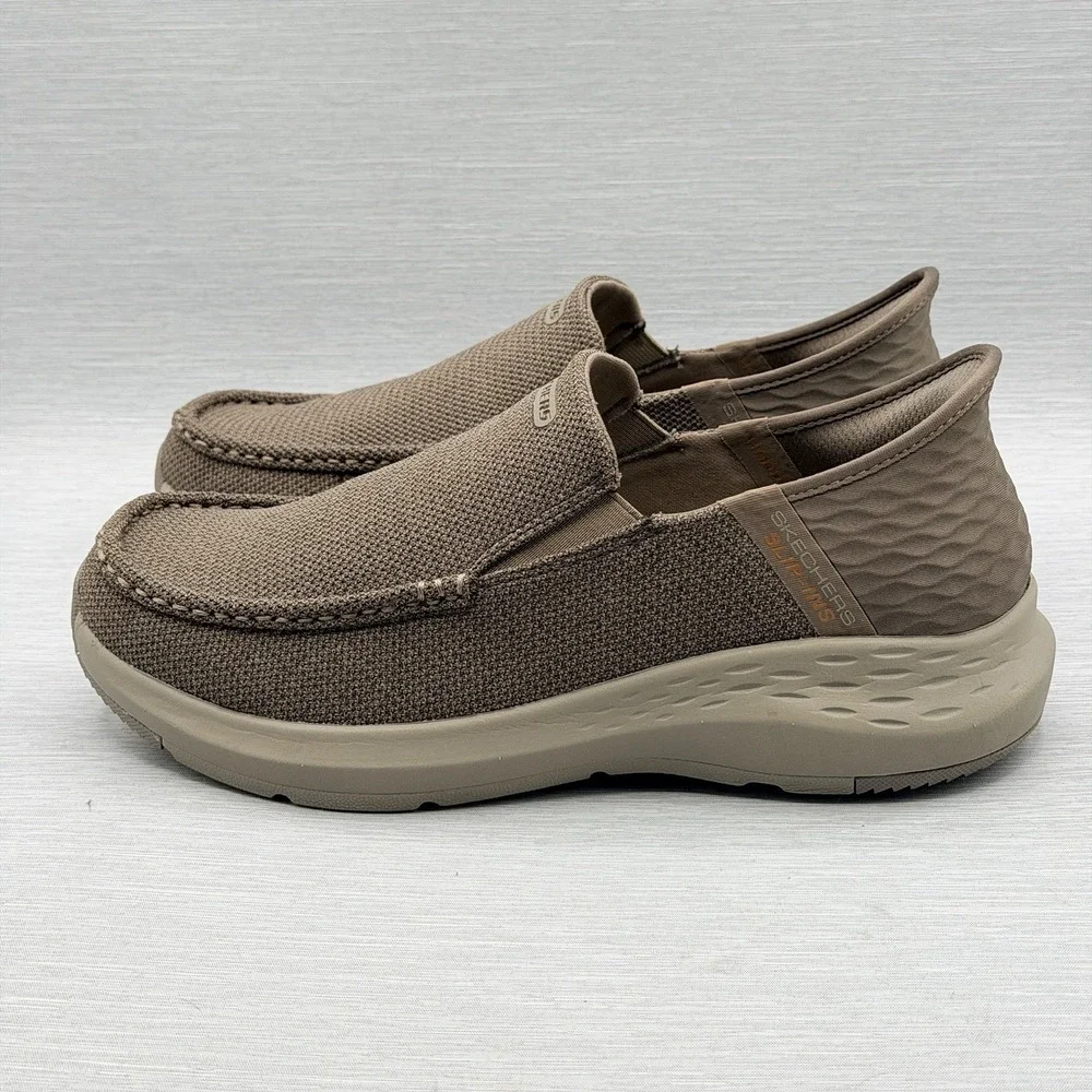 Skechers Slip Ins Men's 8 4E Extra Wide Loafers Taupe Memory Foam Ralven 204804